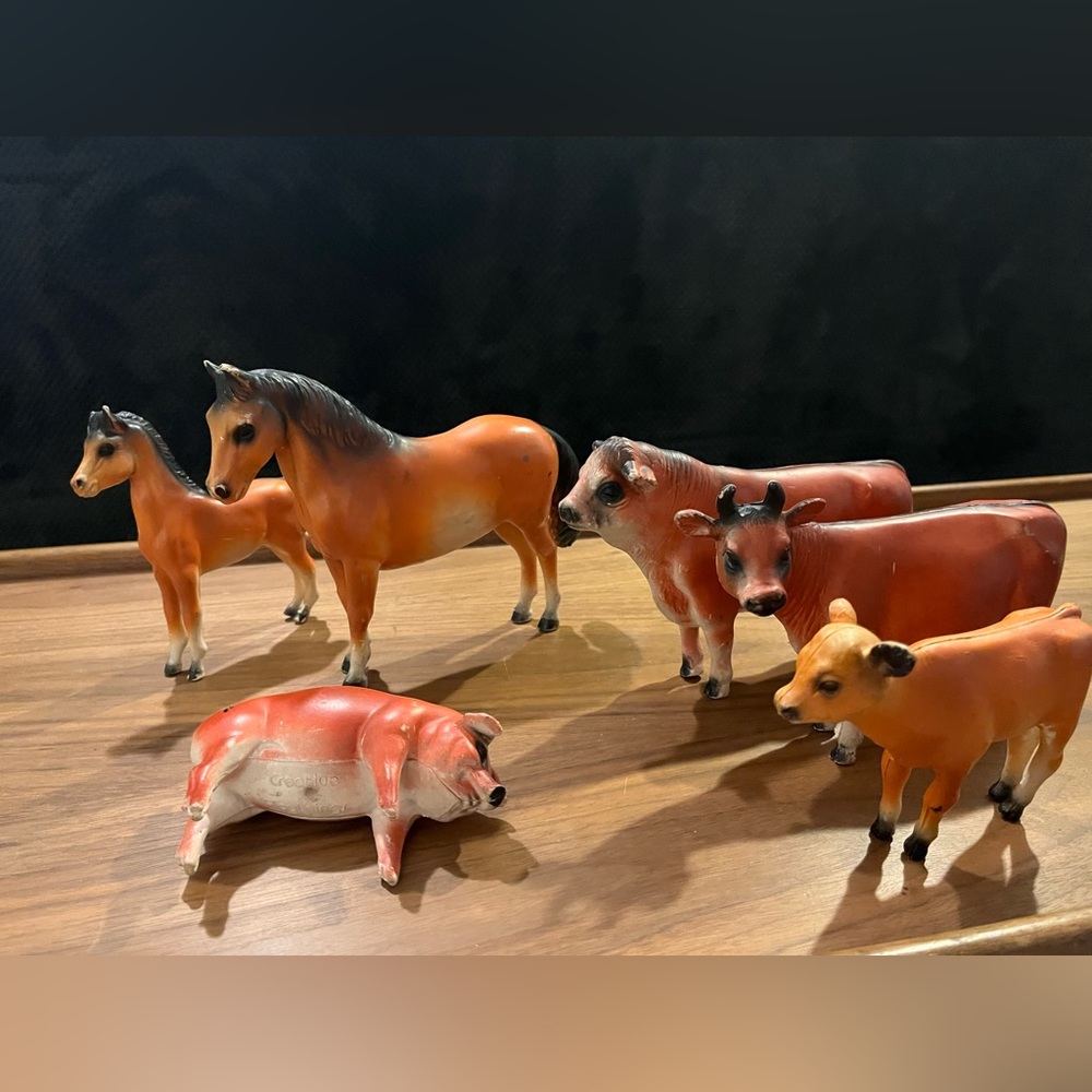 Vintage Farm animals (6) by Creative Playthings soft rubber